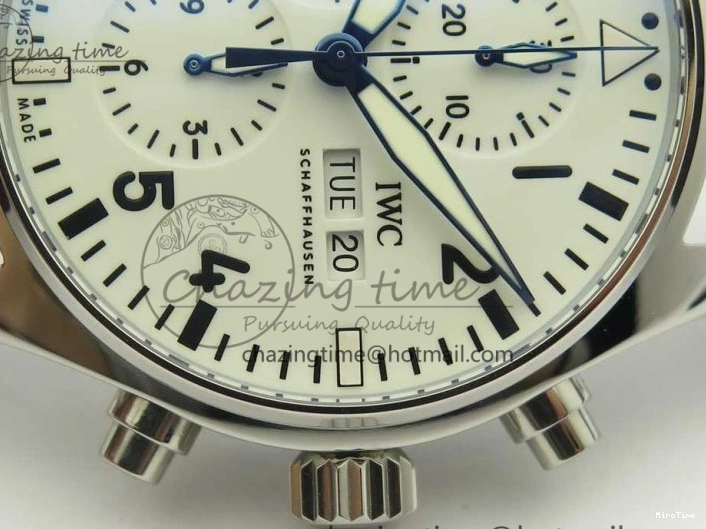 MIROTIME 0213 Pilot Chrono 377725 SS ZF 1:1 Best Edition White Dial on Black Leather Strap A Soft 7183